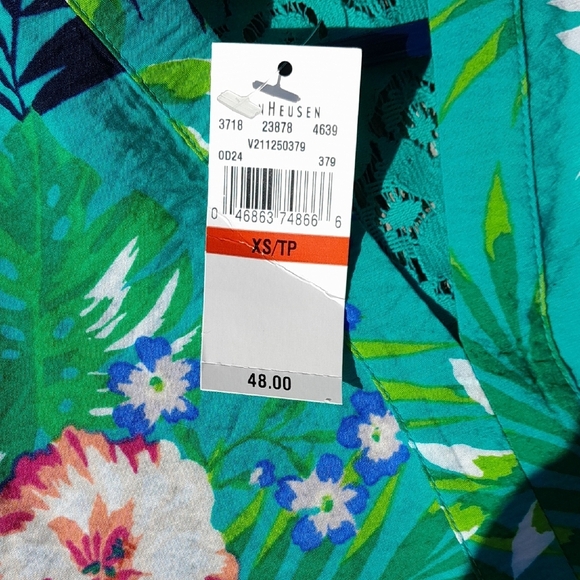 Van Heusen Floral Sleeveless Top - Teal Size XS NWT 17ptp - Picture 8 of 8